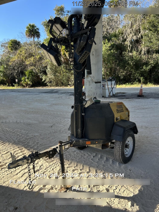 2021 Allmand NLV3GR (4) LED Light Fixture 350W, 23' Vertical Mast, 3kW Prime, Towable, Deep Sea L401, Leveling Jacks, Yanmar T4F 5.8hp