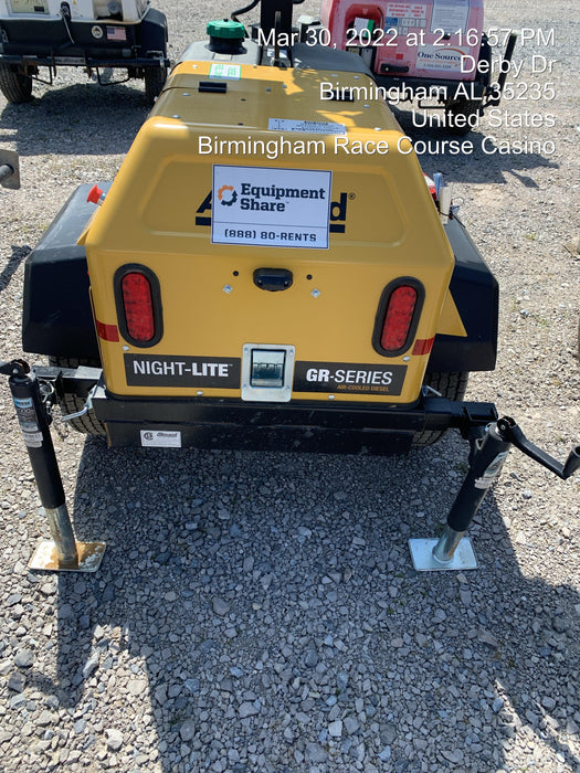 2021 Allmand NLV3GR (4) LED Light Fixture 350W, 23' Vertical Mast, 3kW Prime, Towable, Deep Sea L401, Leveling Jacks, Yanmar T4F 5.8hp