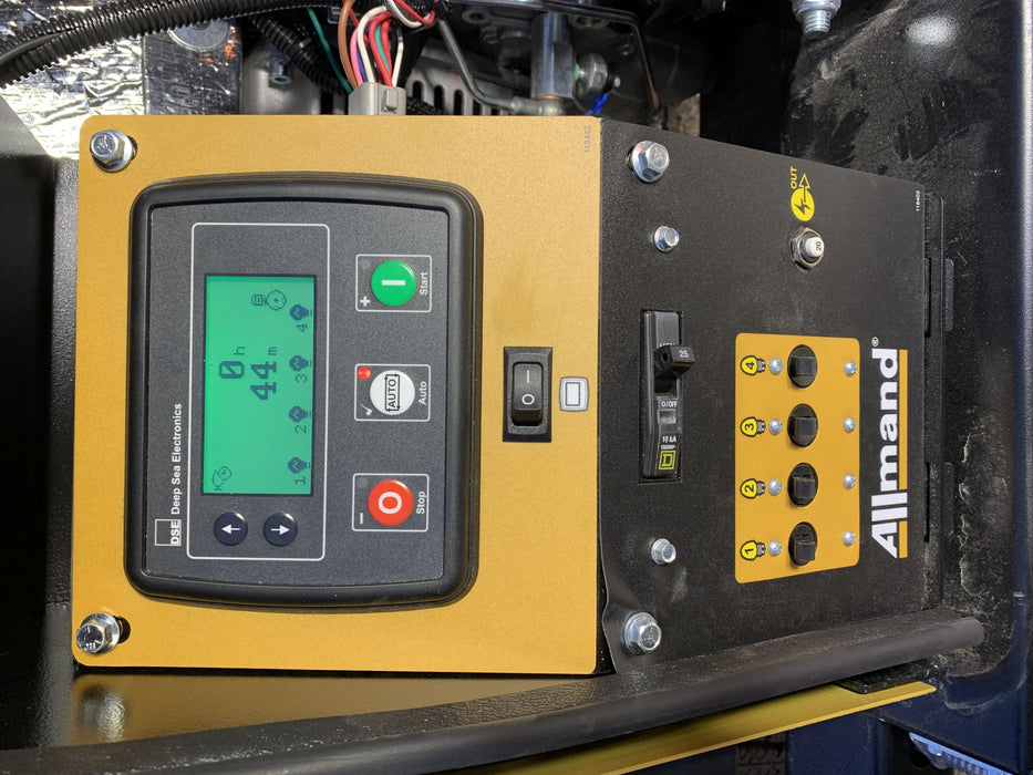 2020 Allmand NLV3GR (4) LED Light Fixture 350W, 23' Vertical Mast, 3kW Prime, Towable, Deep Sea L401, Leveling Jacks, Yanmar T4F 5.8hp