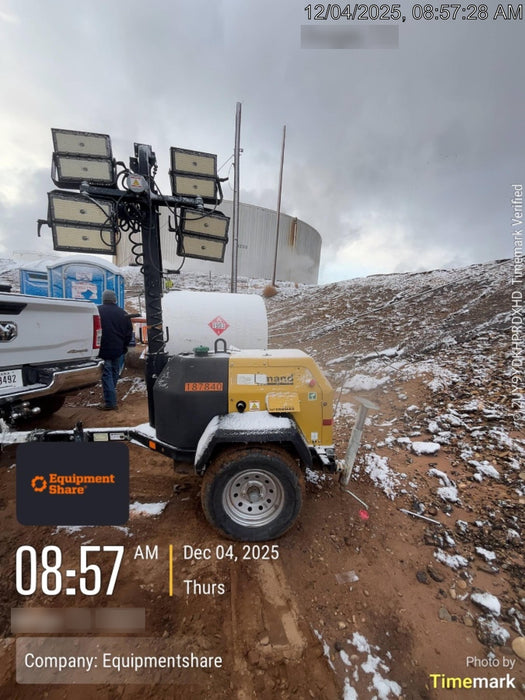 Allmand NLV3GR (4) LED Light Fixture 350W, 23' Vertical Mast, 3kW Prime, Towable, Deep Sea L401, Leveling Jacks, Yanmar T4F 5.8hp