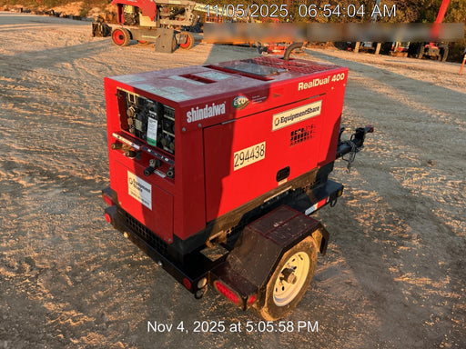 2023 Shindaiwa DGW400MDL Kubota D902 Engine, 23 HP, Dual Op Welder, Wire, Arc, Droop Stick, Tig, and CC Stick Functionality, Simulphase, 3 Phase and 1 Phase Gen Output, Single Axle NB Trlr, Slr Trckl Chrg 12V 12W, Fire Ext
