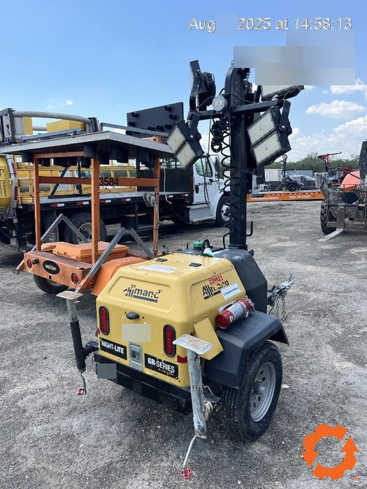 2022 Allmand NLV3GR (4) LED Light Fixture 350W, 23' Vertical Mast, 3kW Prime, Towable, Deep Sea L401, Leveling Jacks, Yanmar T4F 5.8hp