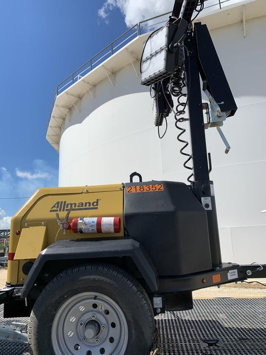 2022 Allmand NLV3GR (4) LED Light Fixture 350W, 23' Vertical Mast, 3kW Prime, Towable, Deep Sea L401, Leveling Jacks, Yanmar T4F 5.8hp