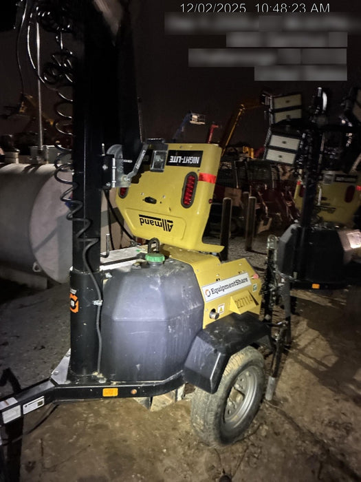 2022 Allmand NLV3GR (4) LED Light Fixture 350W, 23' Vertical Mast, 3kW Prime, Towable, Deep Sea L401, Leveling Jacks, Yanmar T4F 5.8hp