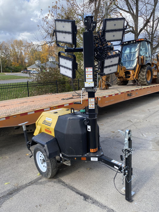 2021 Allmand NLV3GR (4) LED Light Fixture 350W, 23' Vertical Mast, 3kW Prime, Towable, Deep Sea L401, Leveling Jacks, Yanmar T4F 5.8hp