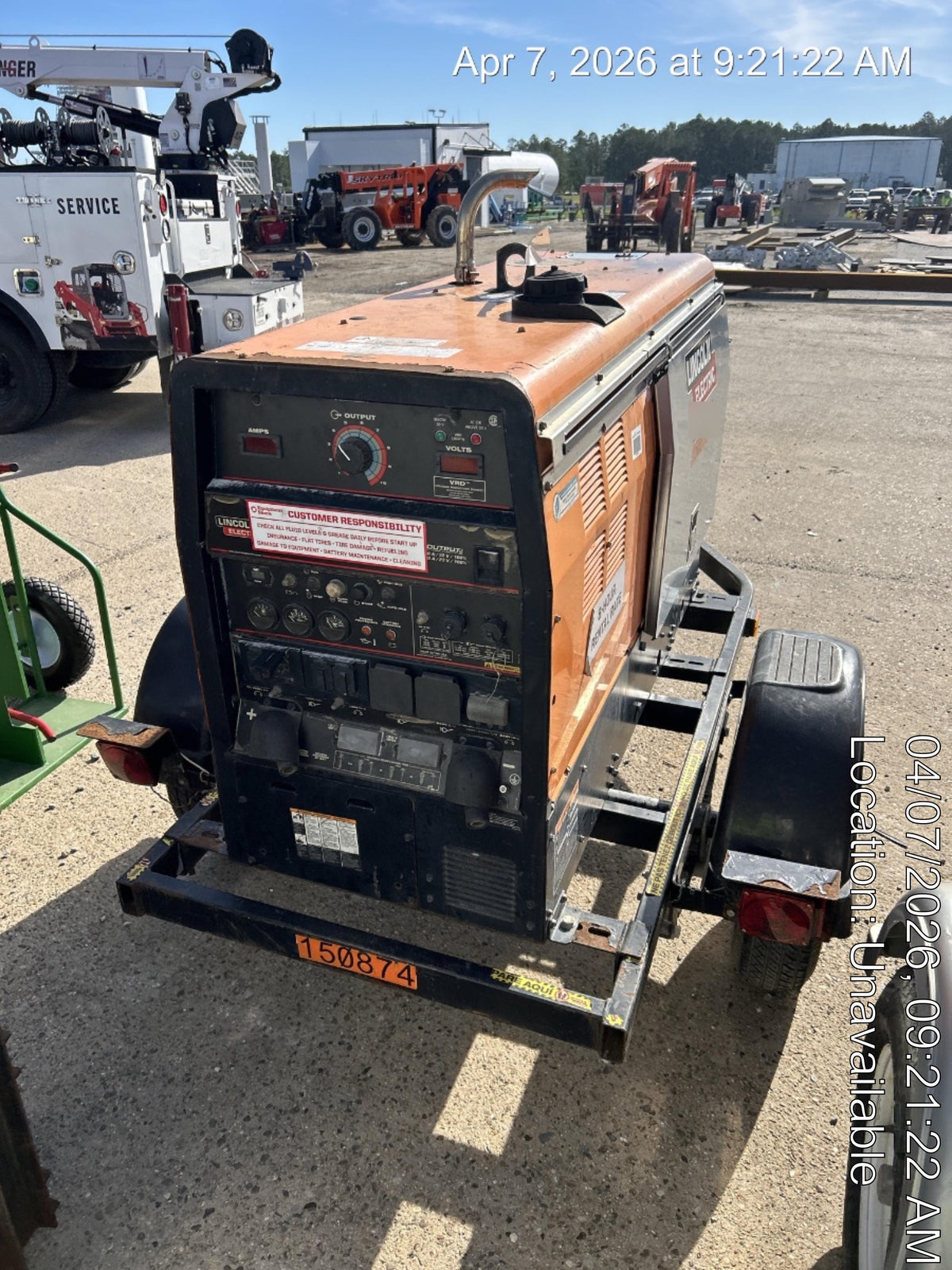 2021 Lincoln Electric Vantage 322 Vantage 322 Ready Pak 3 w/ Telematics & Decals, ORANGE (includes trailer, cable rack, fender light kit)