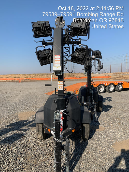 2020 Allmand NLV3GR (4) LED Light Fixture 350W, 23' Vertical Mast, 3kW Prime, Towable, Deep Sea L401, Leveling Jacks, Yanmar T4F 5.8hp