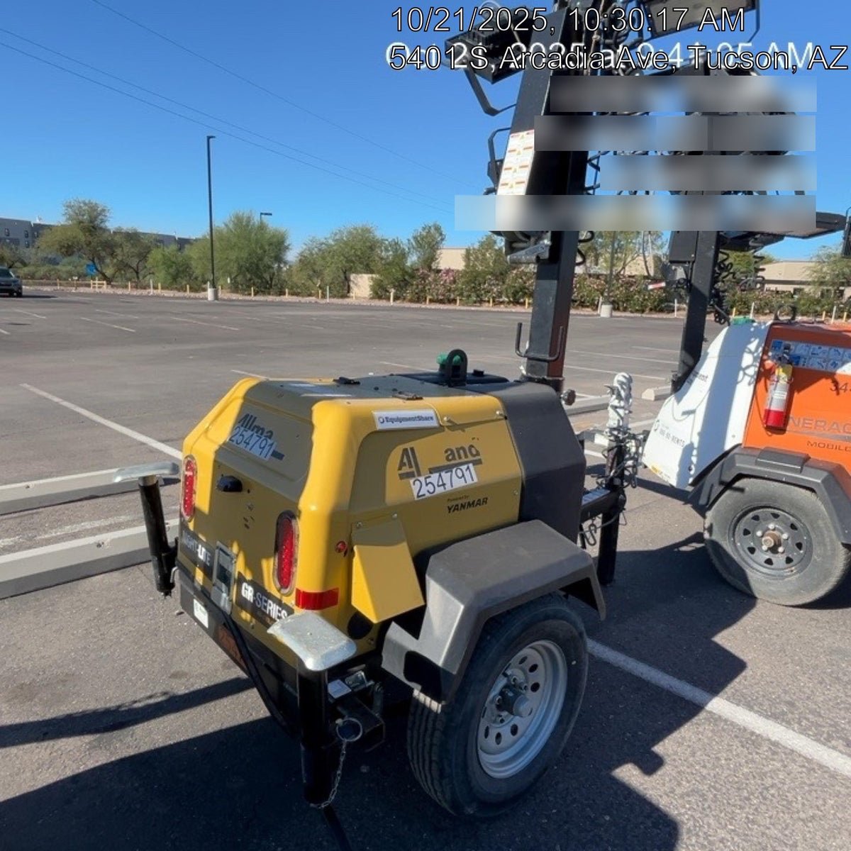 2022 Allmand NLV3GR (4) LED Light Fixture 350W, 23' Vertical Mast, 3kW Prime, Towable, ES Decals, T3
