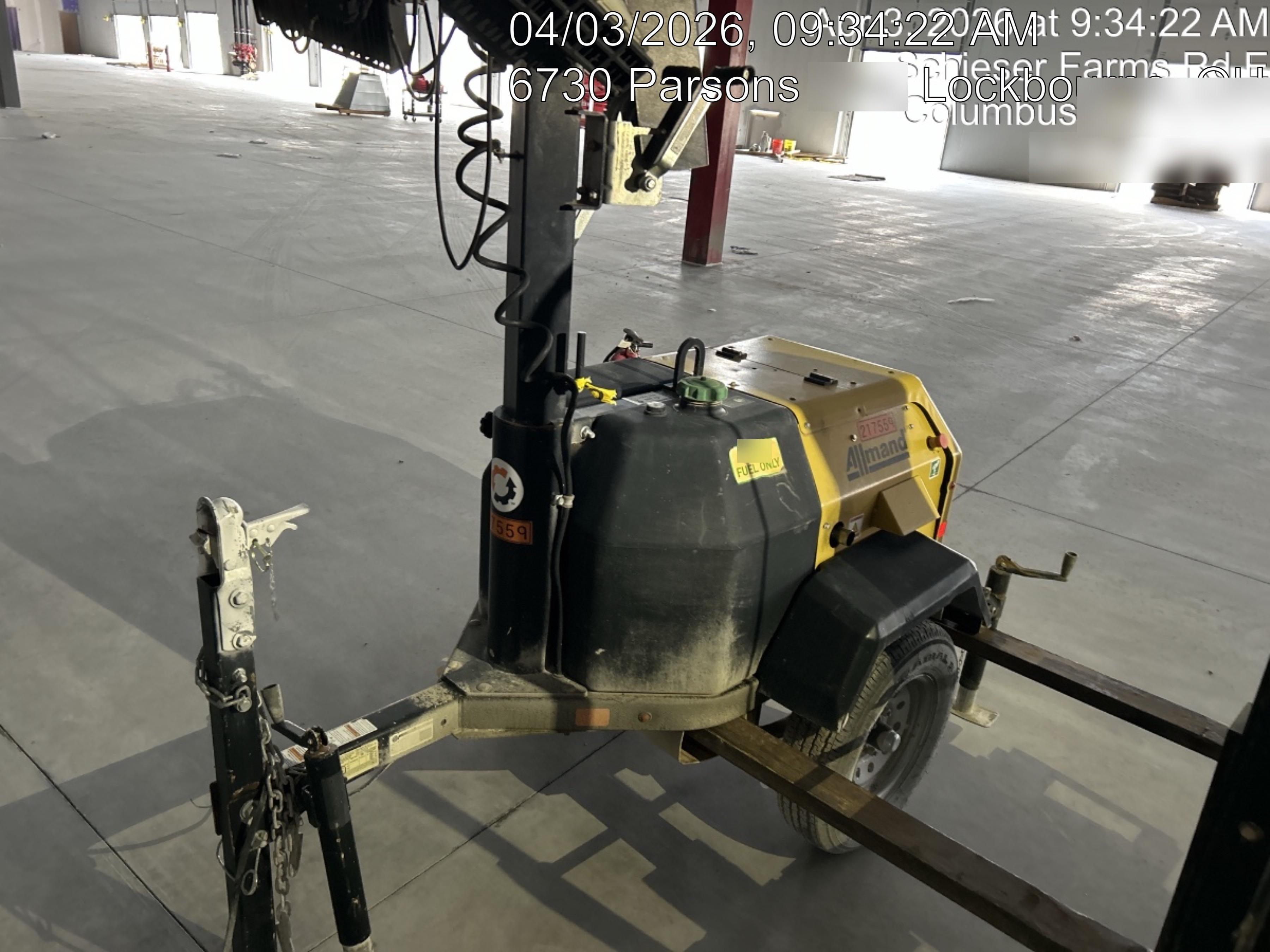 2022 Allmand NLV3GR (4) LED Light Fixture 350W, 23' Vertical Mast, 3kW Prime, Towable, Deep Sea L401, Leveling Jacks, Yanmar T4F 5.8hp