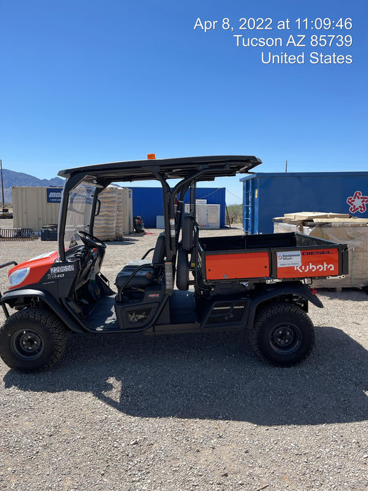 2022 Kubota RTV-X1140W-H Plastic Canopy, Windshield Acrylic Clear, LED Strobe Light, Wire Harness Kit, Back up Alarm