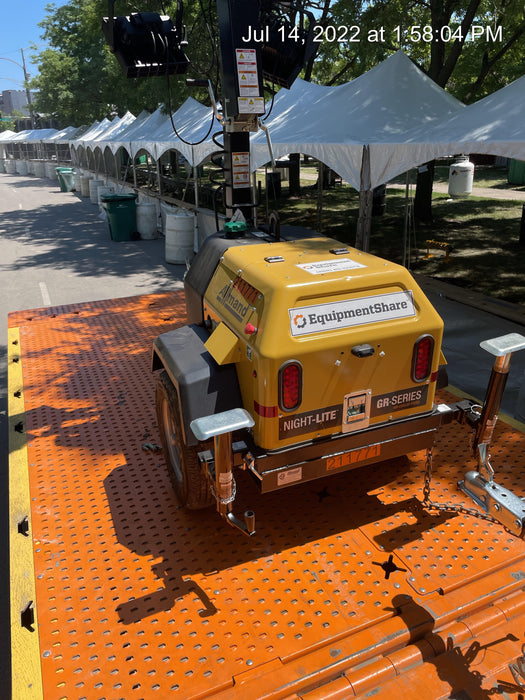 2022 Allmand NLV3GR (4) LED Light Fixture 350W, 23' Vertical Mast, 3kW Prime, Towable, Deep Sea L401, Leveling Jacks, Yanmar T4F 5.8hp