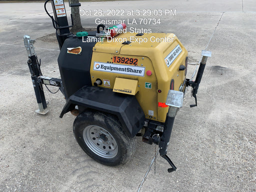 2022 Allmand NLV3GR (4) LED Light Fixture 350W, 23' Vertical Mast, 3kW Prime, Towable, Deep Sea L401, Leveling Jacks, Yanmar T4F 5.8hp