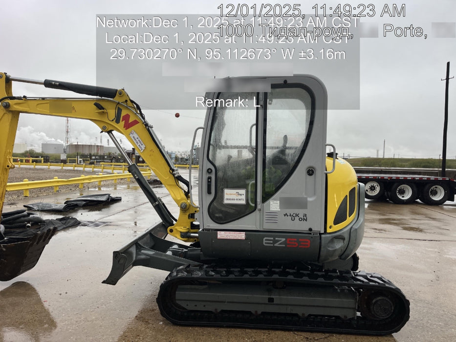2018 Wacker Neuson EZ53 EZ53 12K Excavator, TRK,LGD,CAB,PC, Manual QC, Hydraulic Thumb, Buckets: 24", 18 12"