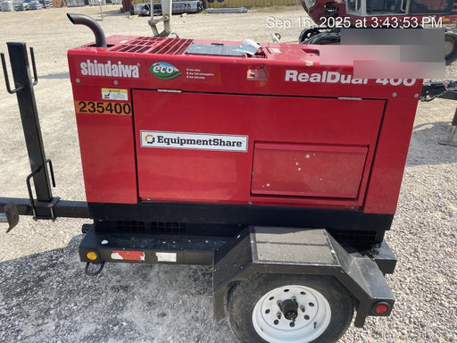 2022 Shindaiwa DGW400MDL Kubota D902 Engine, 23 HP, Dual Op Welder, Wire, Arc, Droop Stick, Tig, and CC Stick Functionality, Simulphase, 3 Phase and 1 Phase Gen Output, Single Axle NB Trlr, Slr Trckl Chrg 12V 12W, Fire Ext