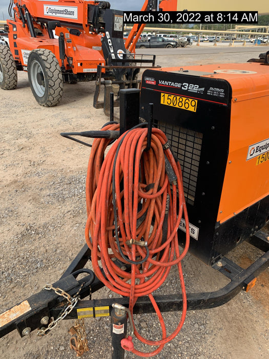 2021 Lincoln Electric Vantage 322 Vantage 322 Ready Pak 3 w/ Telematics & Decals, ORANGE (includes trailer, cable rack, fender light kit)