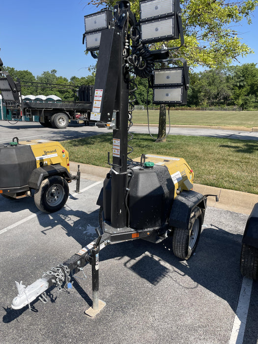 2022 Allmand NLV3GR (4) LED Light Fixture 350W, 23' Vertical Mast, 3kW Prime, Towable, Deep Sea L401, Leveling Jacks, Yanmar T4F 5.8hp