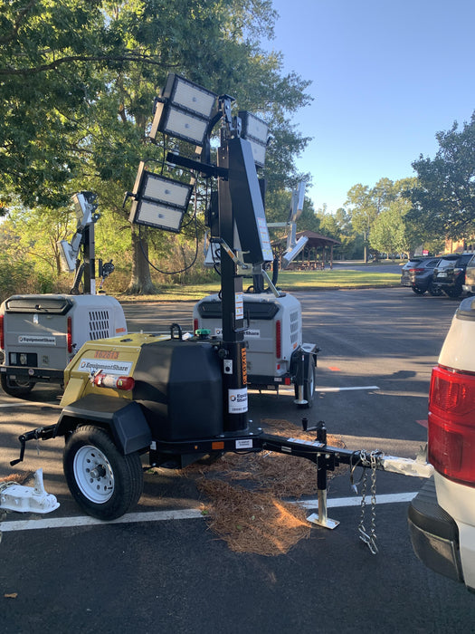 2021 Allmand NLV3GR (4) LED Light Fixture 350W, 23' Vertical Mast, 3kW Prime, Towable, Deep Sea L401, Leveling Jacks, Yanmar T4F 5.8hp