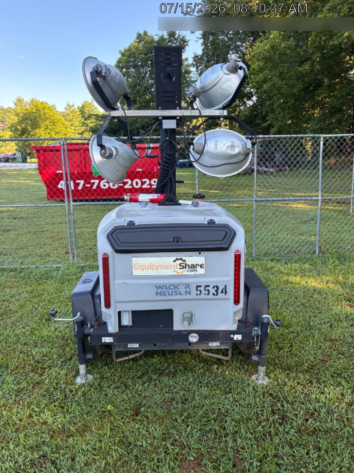 2017 Wacker Neuson LTV6L-MH Wacker Neuson 6 kW Towable Light Generator