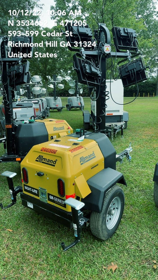 2022 Allmand NLV3GR (4) LED Light Fixture 350W, 23' Vertical Mast, 3kW Prime, Towable