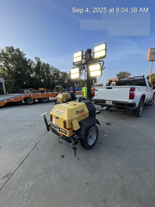 2020 Allmand NLV3GR (4) LED Light Fixture 350W, 23' Vertical Mast, 3kW Prime, Towable, Deep Sea L401, Leveling Jacks, Yanmar T4F 5.8hp