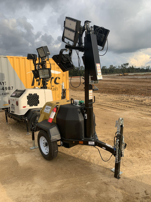 2021 Allmand NLV3GR (4) LED Light Fixture 350W, 23' Vertical Mast, 3kW Prime, Towable, Deep Sea L401, Leveling Jacks, Yanmar T4F 5.8hp