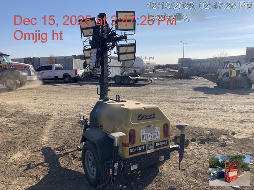 2022 Allmand NLV3GR (4) LED Light Fixture 350W, 23' Vertical Mast, 3kW Prime, Towable, ES Decals, T3