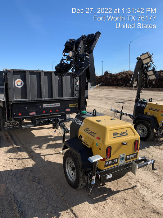 2022 Allmand NLV3GR (4) LED Light Fixture 350W, 23' Vertical Mast, 3kW Prime, Towable, ES Decals, T3