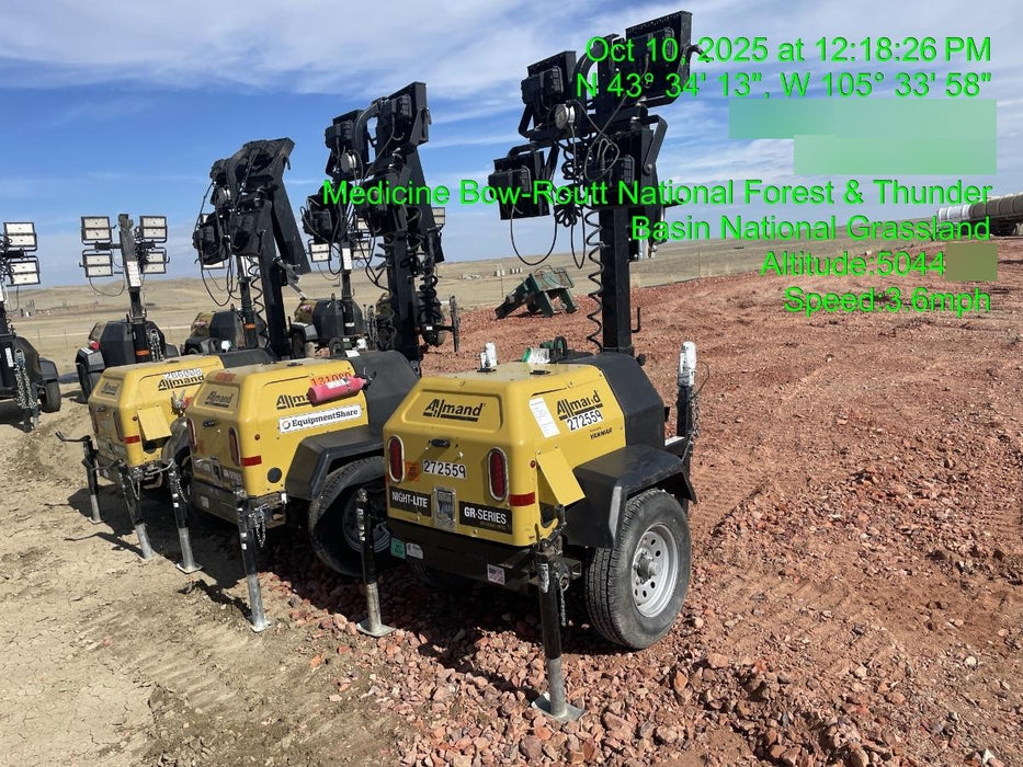 2022 Allmand NLV3GR (4) LED Light Fixture 350W, 23' Vertical Mast, 3kW Prime, Towable, ES Decals, T3