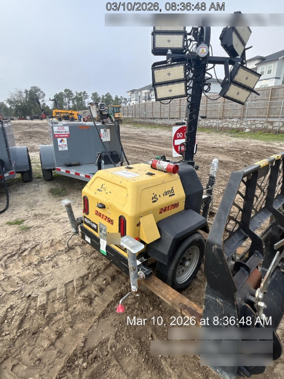 2022 Allmand NLV3GR (4) LED Light Fixture 350W, 23' Vertical Mast, 3kW Prime, Towable, Deep Sea L401, Leveling Jacks, Yanmar T4F 5.8hp
