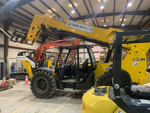 2019 JCB 510-56 Canopy, 74 HP, Solid Tires, STD Worklight, Beacon, Aux Hydraulics, Lifting Eye, Back up Alarm w/66" Carriage/60" Forks