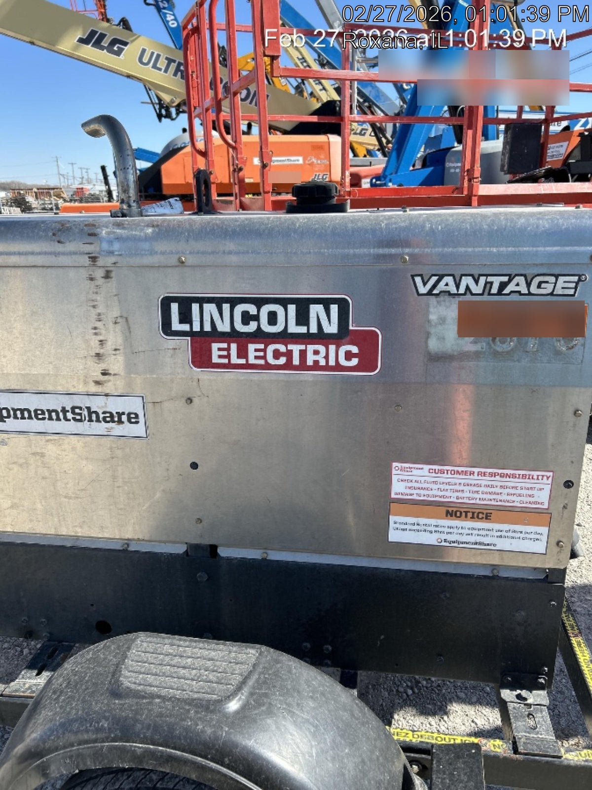 2019 Lincoln Electric Vantage 322 Welder Ready-Pak 3, Two wheel trailer, Fender and Light kit, Cable Rack