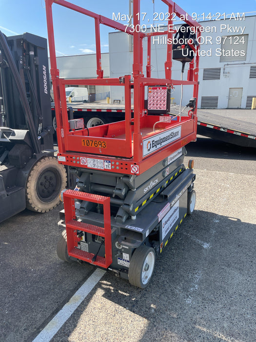 2020 Skyjack SJIII-3219 Solid NM Tires, Half height spring hinged entry gate, Dual Beacons, 800W Inverter