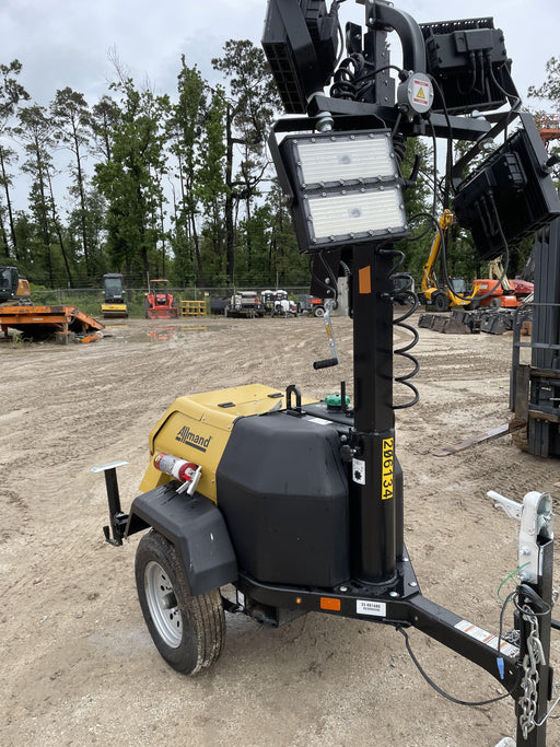 2022 Allmand NLV3GR (4) LED Light Fixture 350W, 23' Vertical Mast, 3kW Prime, Towable, Deep Sea L401, Leveling Jacks, Yanmar T4F 5.8hp