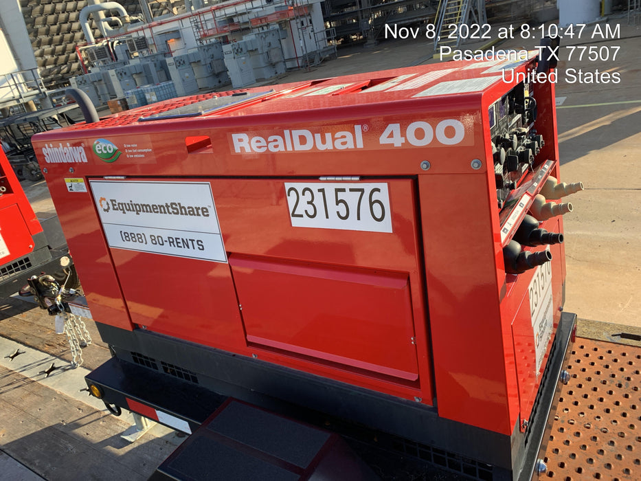 2022 Shindaiwa DGW400MDL Kubota D902 Engine, 23 HP, Dual Op Welder, Wire, Arc, Droop Stick, Tig, and CC Stick Functionality, Simulphase, 3 Phase and 1 Phase Gen Output, Single Axle NB Trlr, Slr Trckl Chrg 12V 12W, Fire Ext