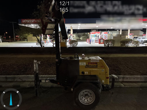 2022 Allmand NLV3GR (4) LED Light Fixture 350W, 23' Vertical Mast, 3kW Prime, Towable, Deep Sea L401, Leveling Jacks, Yanmar T4F 5.8hp