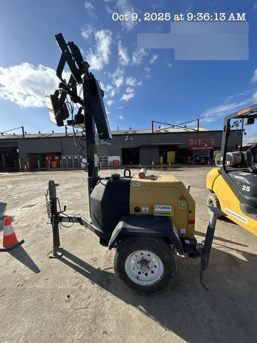 Allmand NLV3GR (4) LED Light Fixture 350W, 23' Vertical Mast, 3kW Prime, Towable, Deep Sea L401, Leveling Jacks, Yanmar T4F 5.8hp