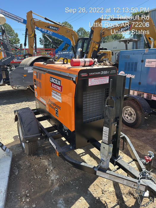 2021 Lincoln Electric Vantage 322 Vantage 322 Ready Pak 3 w/ Decals, ORANGE (includes trailer, cable rack, fender light kit) NO Telematics