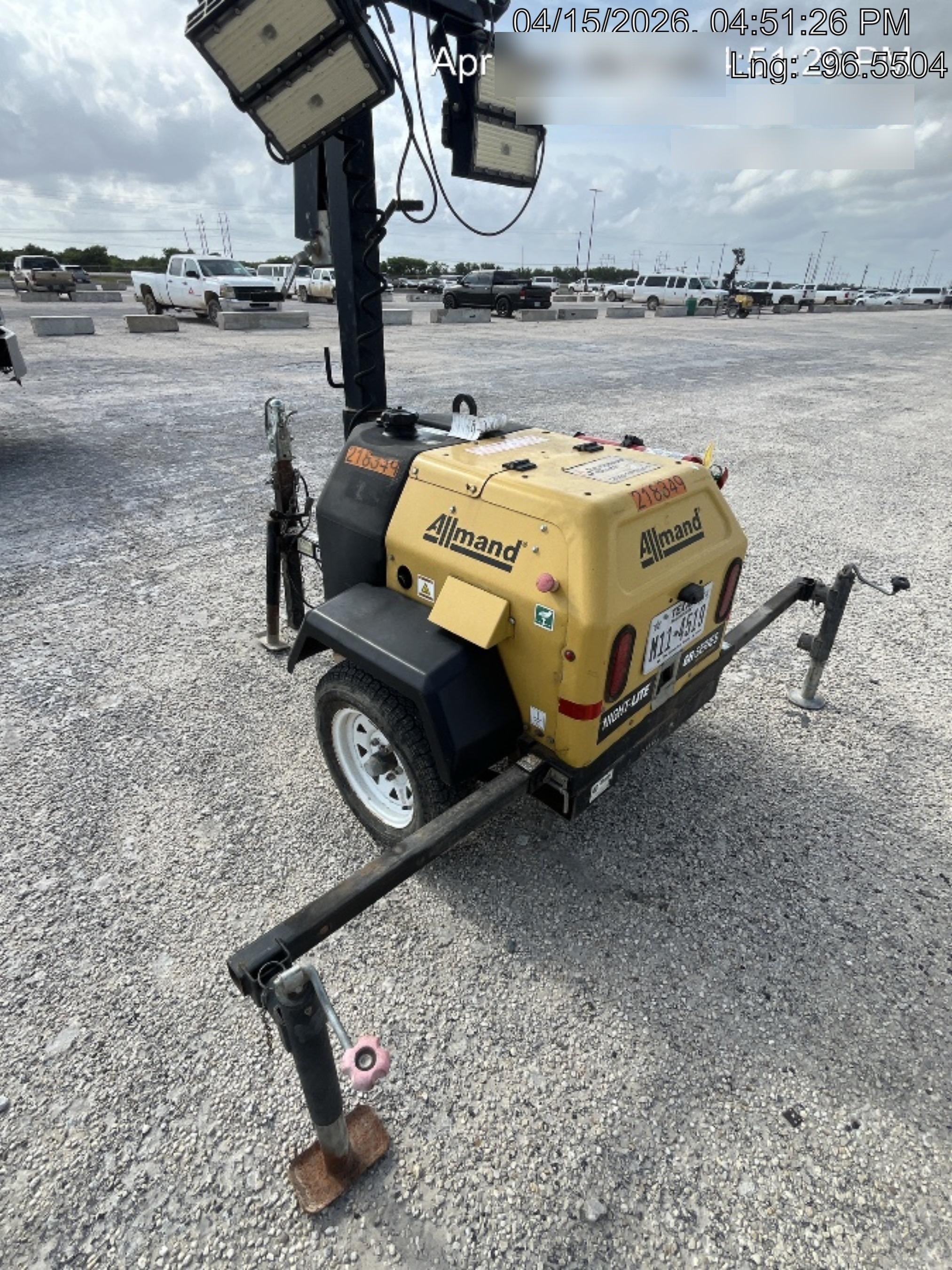 2022 Allmand NLV3GR (4) LED Light Fixture 350W, 23' Vertical Mast, 3kW Prime, Towable, Deep Sea L401, Leveling Jacks, Yanmar T4F 5.8hp