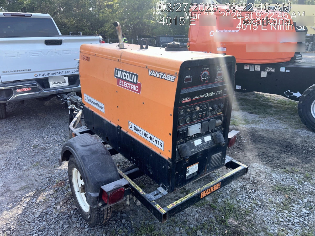 2021 Lincoln Electric Vantage 322 Vantage 322 Ready Pak 3 w/ Decals, ORANGE (includes trailer, cable rack, fender light kit) NO Telematics