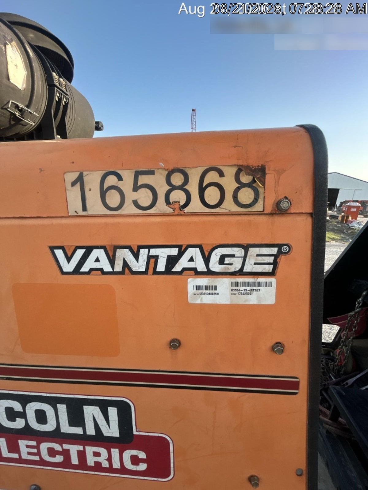 2021 Lincoln Electric Vantage 549X Ready Pak 3, ORANGE (includes trailer, cable rack, fender light kit)
