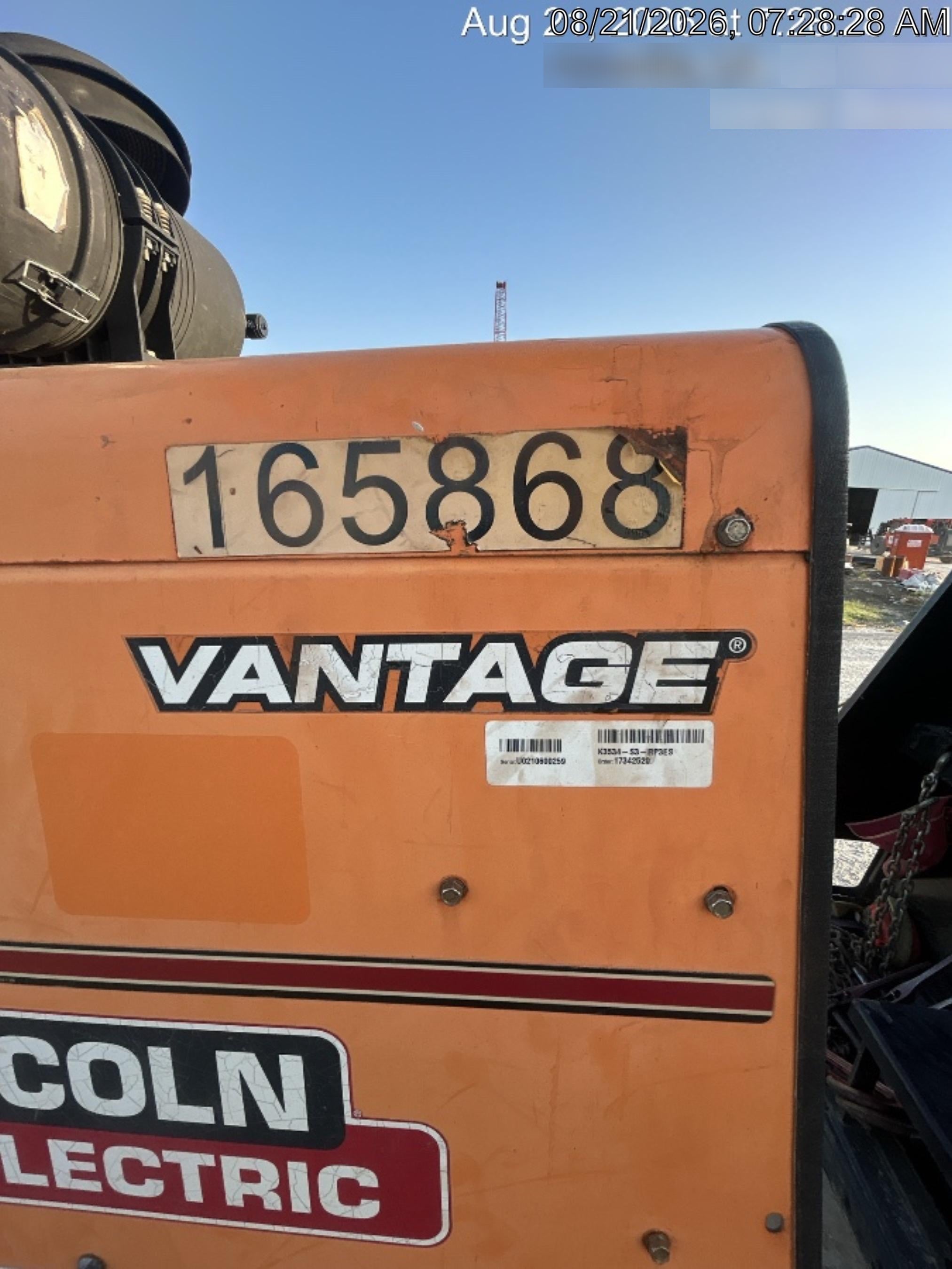 2021 Lincoln Electric Vantage 549X Ready Pak 3, ORANGE (includes trailer, cable rack, fender light kit)