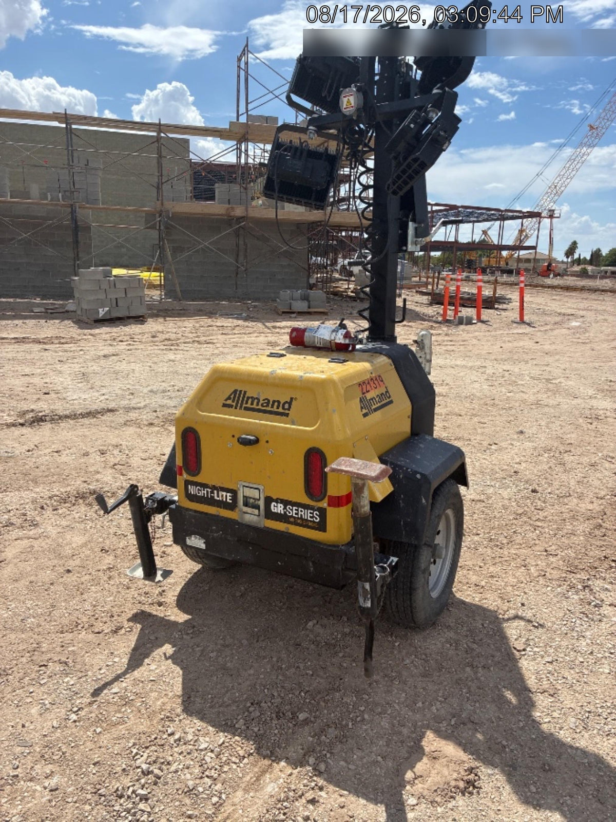 2022 Allmand NLV3GR (4) LED Light Fixture 350W, 23' Vertical Mast, 3kW Prime, Towable, Deep Sea L401, Leveling Jacks, Yanmar T4F 5.8hp
