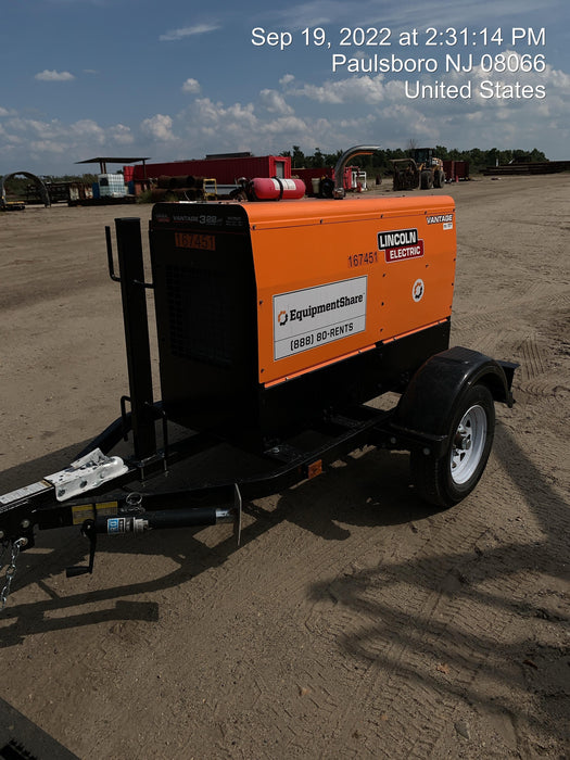 2021 Lincoln Electric Vantage 322 Vantage 322 Ready Pak 3 w/ Decals, ORANGE (includes trailer, cable rack, fender light kit) NO Telematics