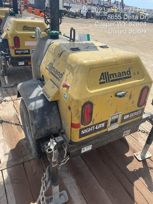 2022 Allmand NLV3GR (4) LED Light Fixture 350W, 23' Vertical Mast, 3kW Prime, Towable, ES Decals, T3