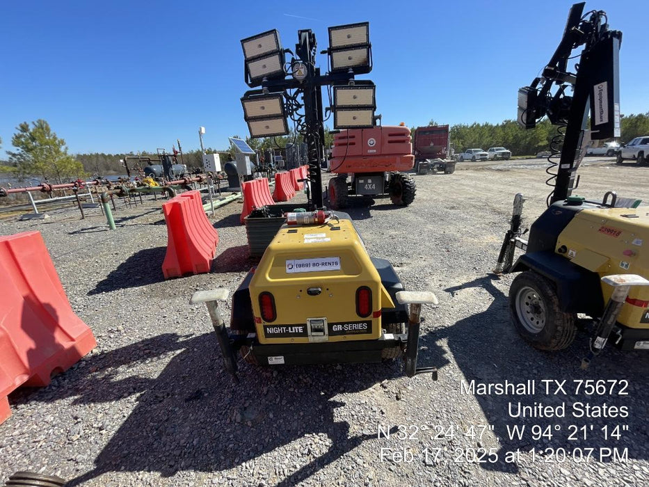 2022 Allmand NLV3GR (4) LED Light Fixture 350W, 23' Vertical Mast, 3kW Prime, Towable, Deep Sea L401, Leveling Jacks, Yanmar T4F 5.8hp