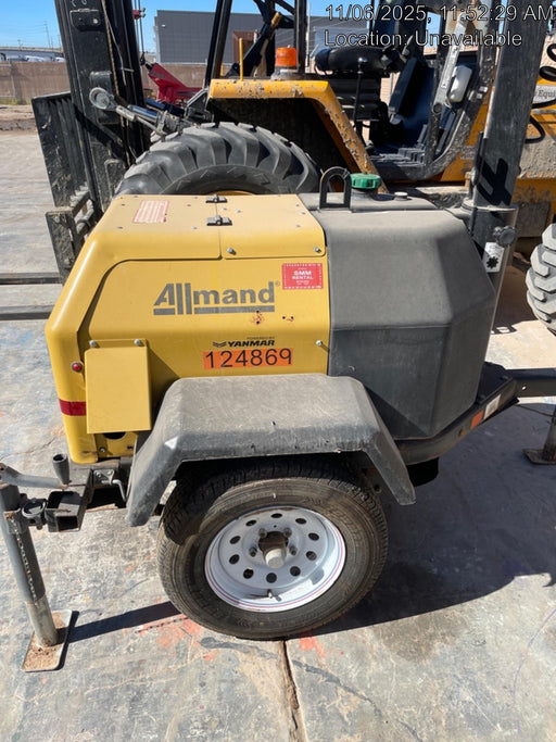 2020 Allmand NLV3GR (4) LED Light Fixture 350W, 23' Vertical Mast, 3kW Prime, Towable, Deep Sea L401, Leveling Jacks, Yanmar T4F 5.8hp