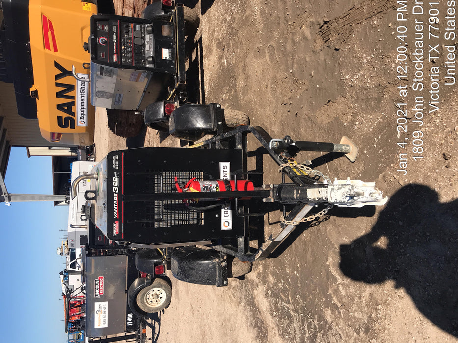 2019 Lincoln Electric Vantage 322 Ready-Pak 3, Two Wheel Trailer, Fender and Light Kit, Cable Rack