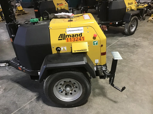 2020 Allmand NLV3GR (4) LED Light Fixture 350W, 23' Vertical Mast, 3kW Prime, Towable, Deep Sea L401, Leveling Jacks, Yanmar T4F 5.8hp