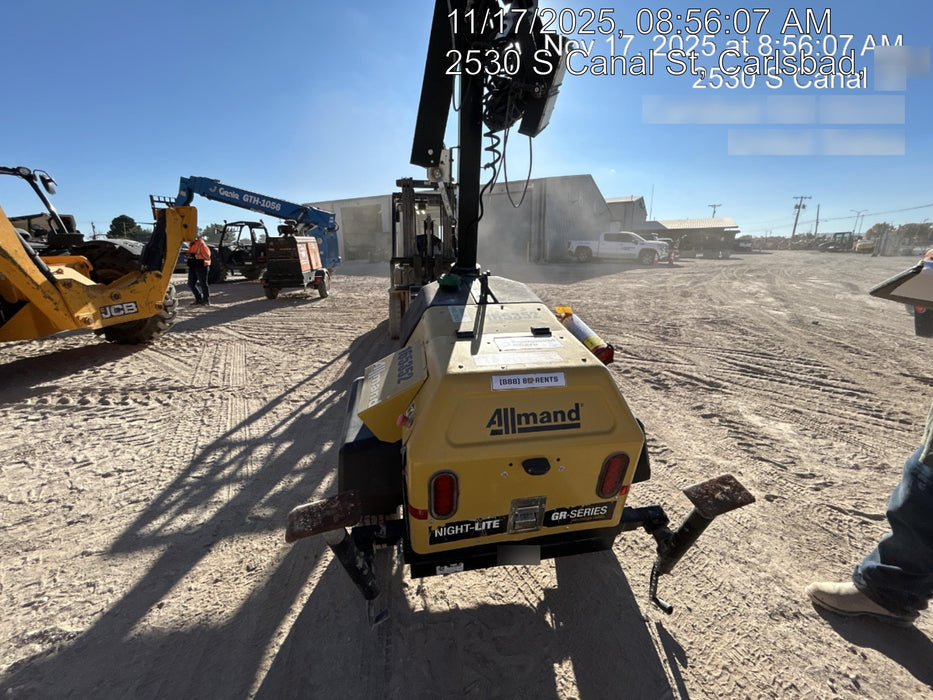 2021 Allmand NLV3GR (4) LED Light Fixture 350W, 23' Vertical Mast, 3kW Prime, Towable, Deep Sea L401, Leveling Jacks, Yanmar T4F 5.8hp