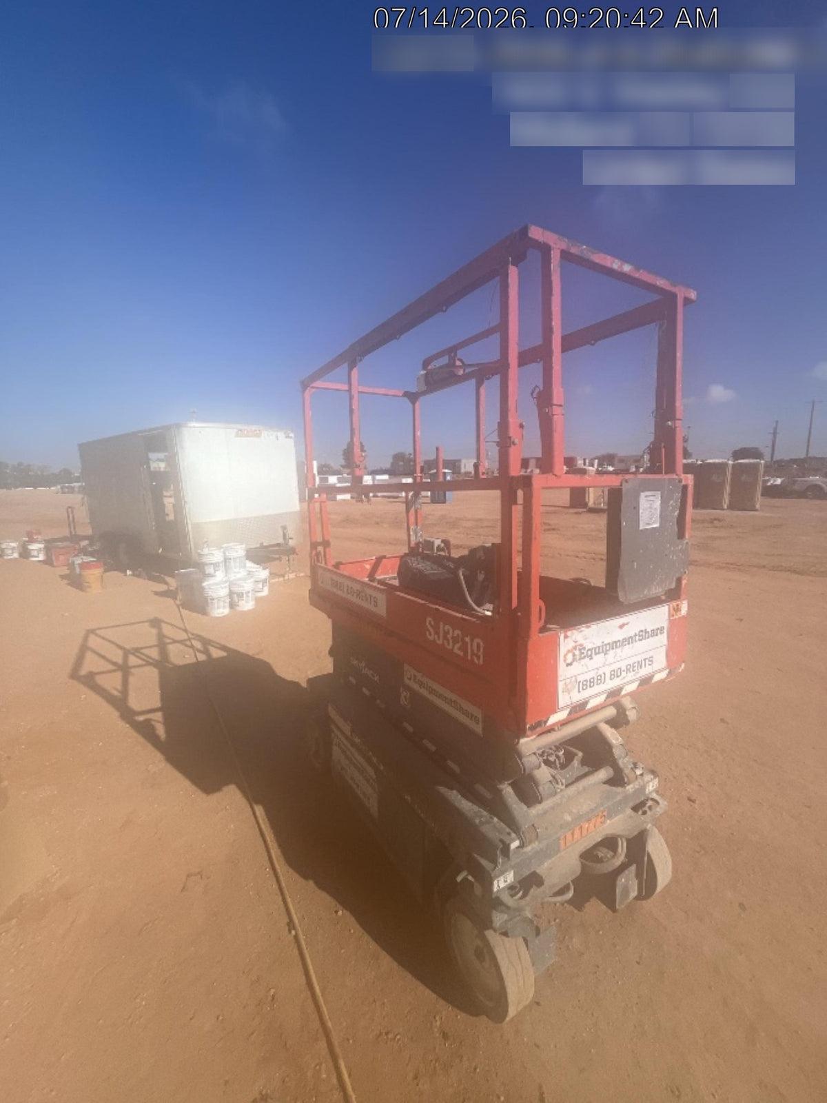 2020 Skyjack SJIII-3219 Solid NM Tires, Half height spring hinged entry gate, Dual Beacons, 800W Inverter